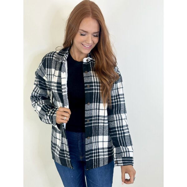  BLACK/WHITE PLAID SHACKET