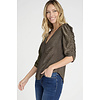 RUCHED SLEEVE PULLOVER- METALLIC