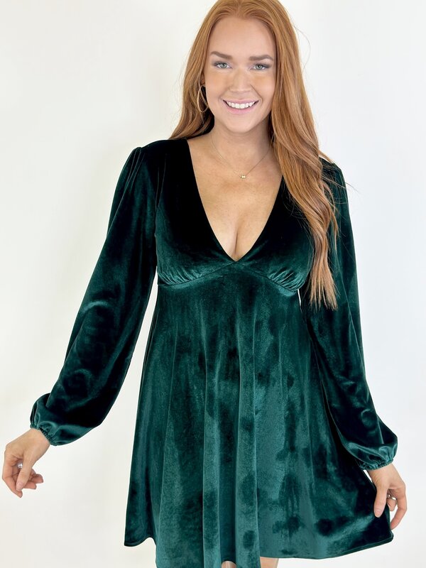 EMPIRE WAIST DRESS- HUNTER