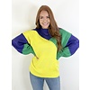 CREW COLOR BLOCK MARDI GRAS SWEATER