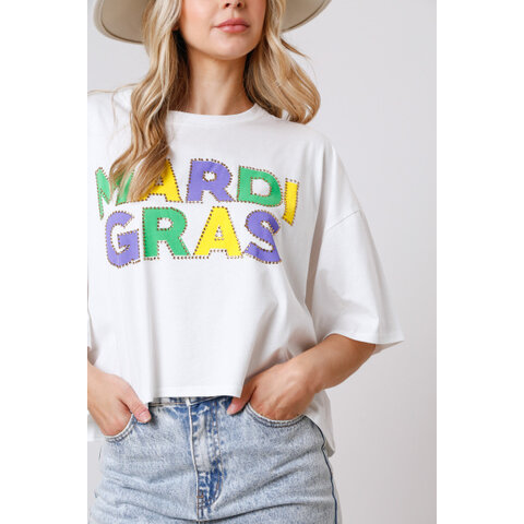 MARDI GRAS PRINT TOP