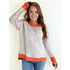 HEATHER GREY ORANGE SWEATER