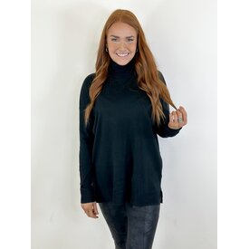  Solid Turtleneck Black Sweater