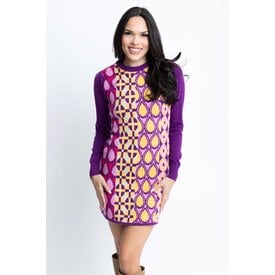  MUTI NOVELTY SWEATER DRESS- PURPLE