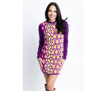 MUTI NOVELTY SWEATER DRESS- PURPLE