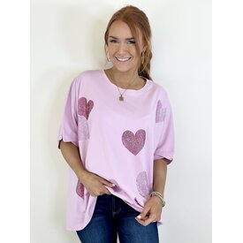  RINESTONE HEARTS LOOSE FIT TEE