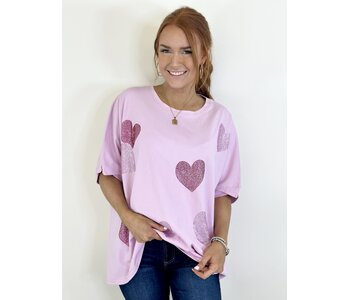 RINESTONE HEARTS LOOSE FIT TEE