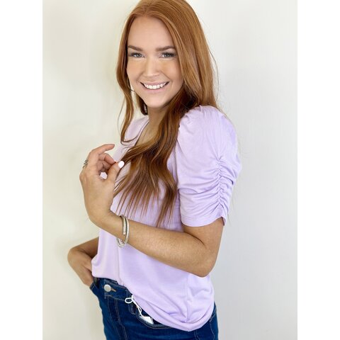 LIGHT PURPLE PUFF SLEEVE TOP