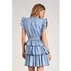 TIERED RUFFLE DENIM DRESS