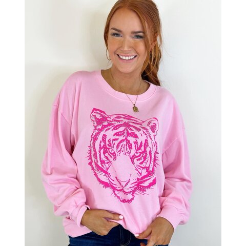 TIGER PRINT LOOSE FIT SWEATSHIRT