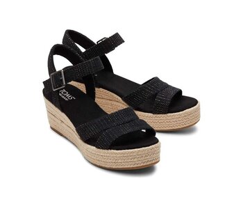 AUDREY BLACK METALLIC SANDAL WEDGE