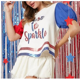  Born to Sparkle PuffSlv Top