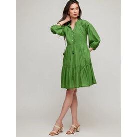  Green Lace Trim Dress