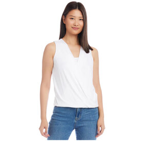  Layered Drape Front Top- OFF WHITE