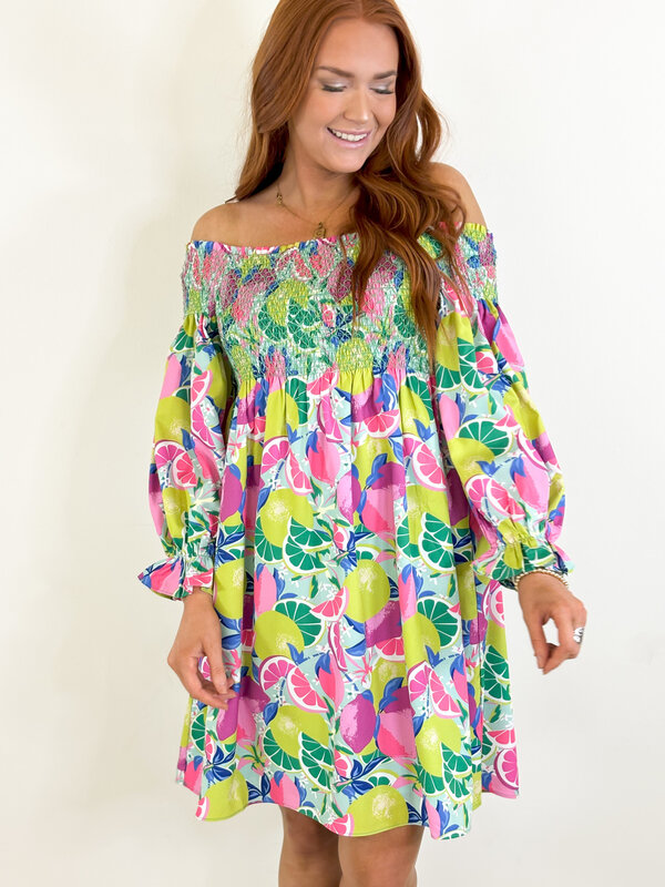 PINK LEMONAD SMOCK OTS DRESS