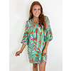 Green Abstract Bubbles Slv Dress