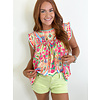 DC GEO PRINT RUFFLE TOP