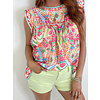 DC GEO PRINT RUFFLE TOP