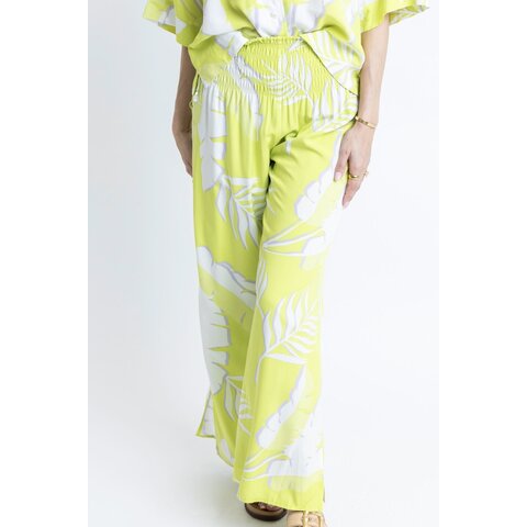 PALM LEAF SMOCK WAIST PANT