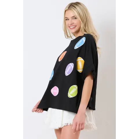 Black Football Towel & Sequin Top