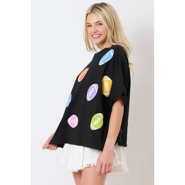  Black Football Towel & Sequin Top