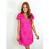 FUCHSIA VNECK EMPIRE DRESS