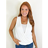 Layered Drape Front Top- OFF WHITE