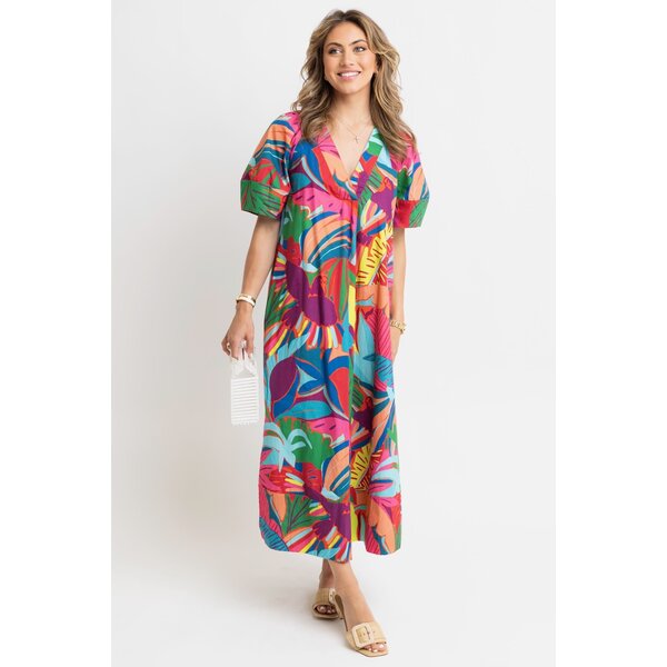  Orange BirdsOfParadise Maxi Dress