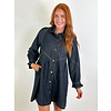 DARK DENIM BUTTON DRESS