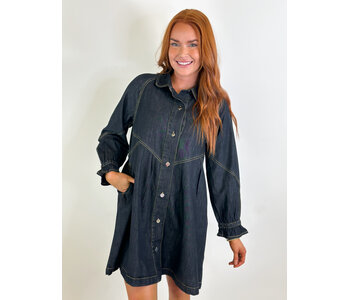 DARK DENIM BUTTON DRESS
