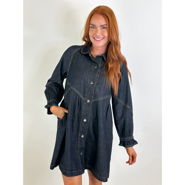  DARK DENIM BUTTON DRESS