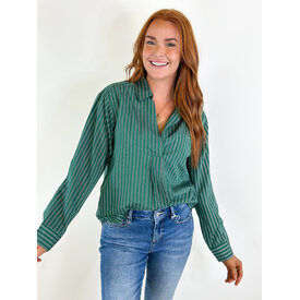  GREEN STRIPE POCKET BLOUSE