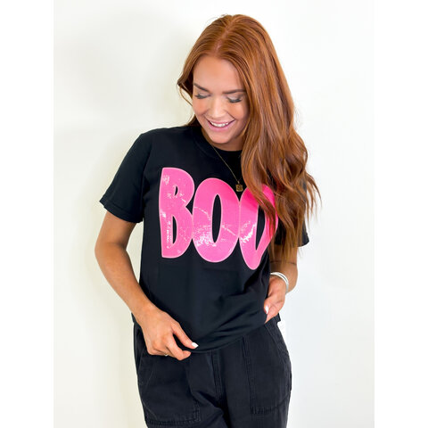 PINK SEQUINS BOO TSHIRT