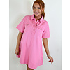 PINK DENIM POCKET SHIRT DRESS