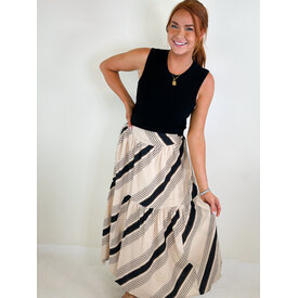  STRIPE TIER MAXI SKIRT
