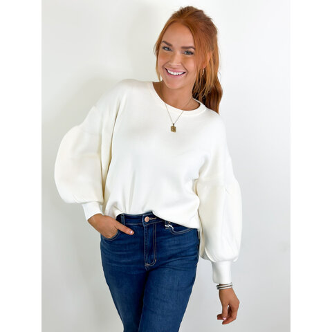 NATURAL PUFF SEEVE SWEATER