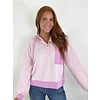 Pink Corded Drawstring Hoodie