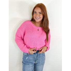  PINK CROP KNIT SWEATER