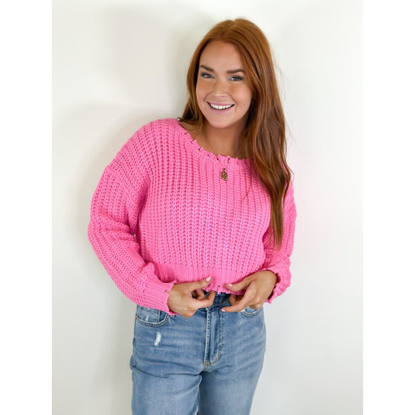  PINK CROP KNIT SWEATER