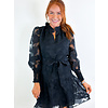 BLACK RUFFLE NECK & HEM DRESS