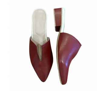 BURGUNDY LEATHER MULES