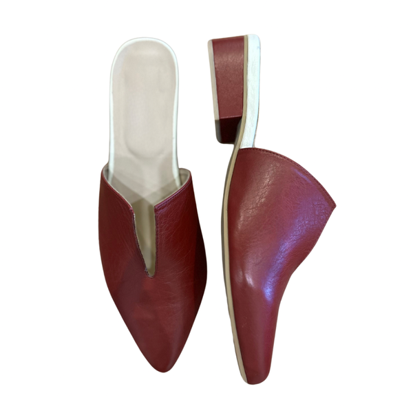  BURGUNDY LEATHER MULES