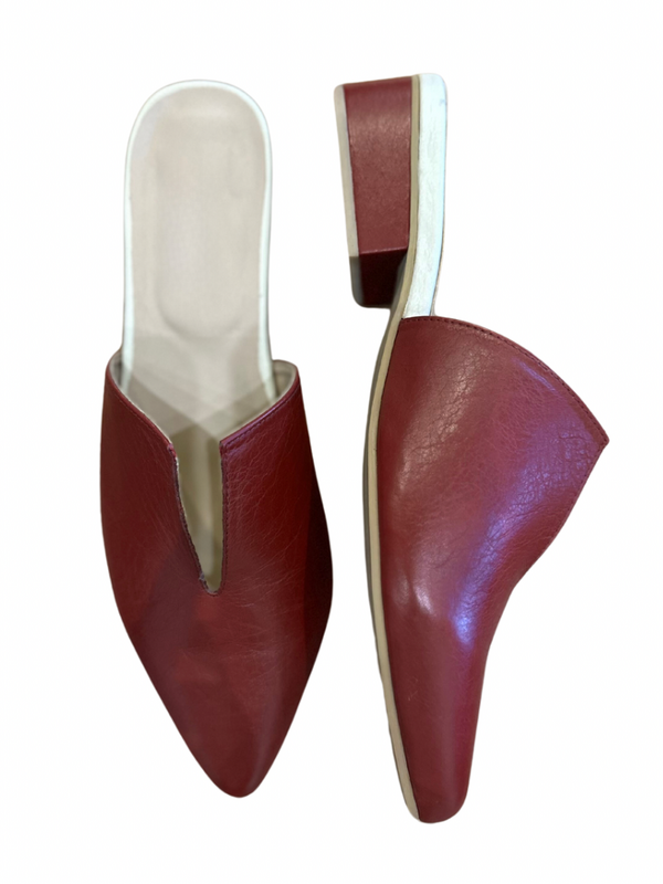 BURGUNDY LEATHER MULES