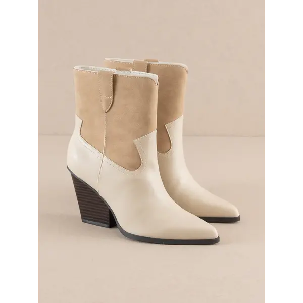  BEIGE 2-TONED BOOTIE