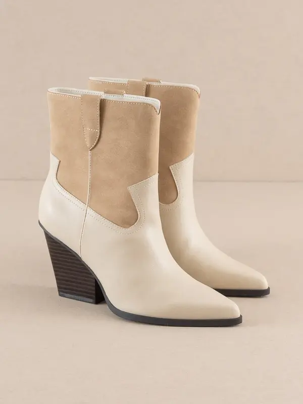 BEIGE 2-TONED BOOTIE