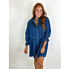BUTTON DOWN LONG SLV DENIM DRESS