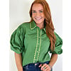 OLIVE POPLIN  RIC RAC TOP