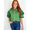 OLIVE POPLIN  RIC RAC TOP