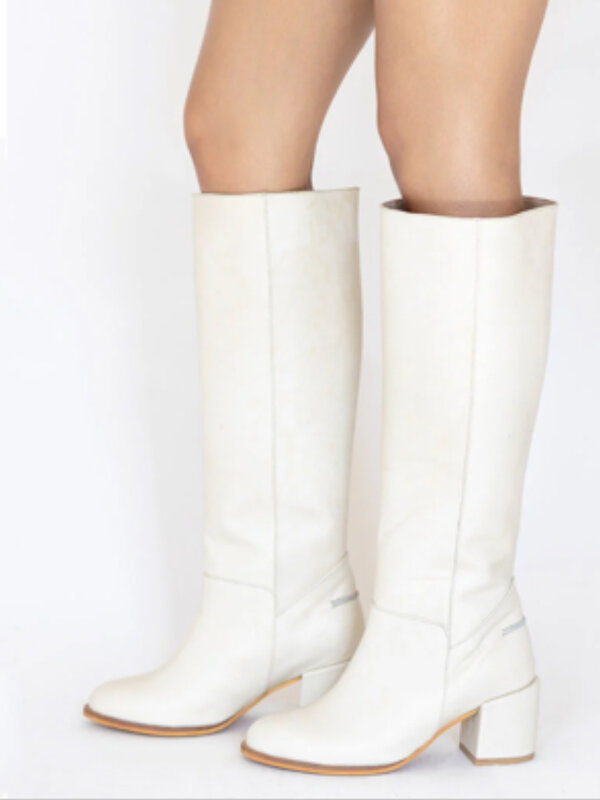 Cleo Knee High Boot- OFF WHITE