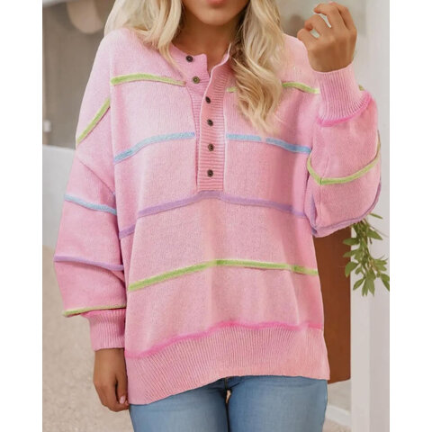 PINK STRIPE BUTTON TOP